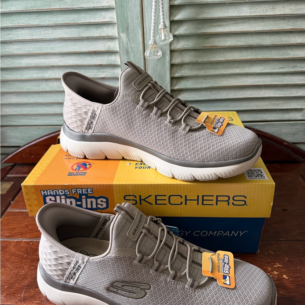 Skechers Slip-Ins Mesh Summits-High Range Sneakers in Taupe Mens8/Womwns10 - Picture 2 of 7
